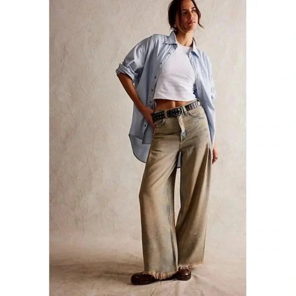 NWT Free People Old West Slouchy Jeans Wide Leg Denim We The Free Blue 27 - Picture 17 of 17